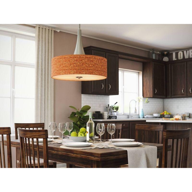 Kenroy Bulletin 3 Light Pendant: Ceiling Lamp, Dining Room Fixture, Cork Drum Shade, UL Listed
