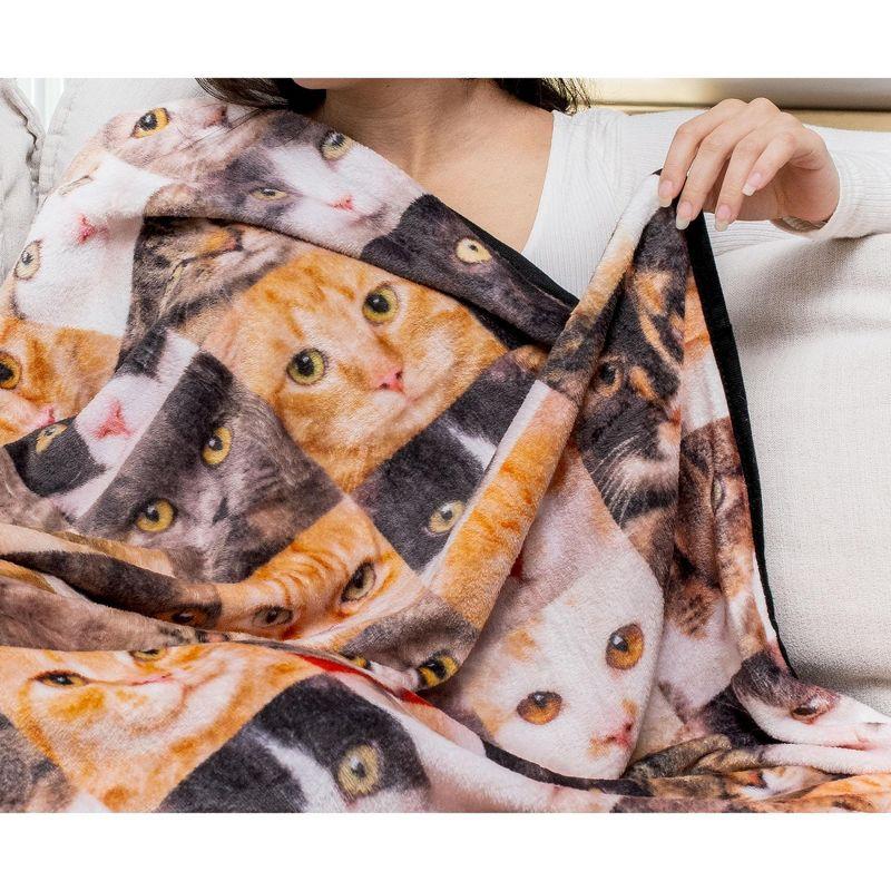 Toynk Cat Face Collage Fleece Throw Blanket | 45 x 60 Inches