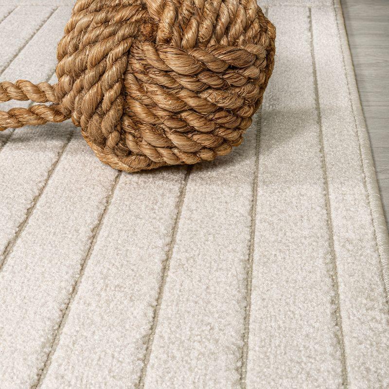 JONATHAN Y Odense High-Low Minimalist Angle Geometric Ivory/Cream 4 ft. x 6 ft. Indoor/Outdoor Area Rug
