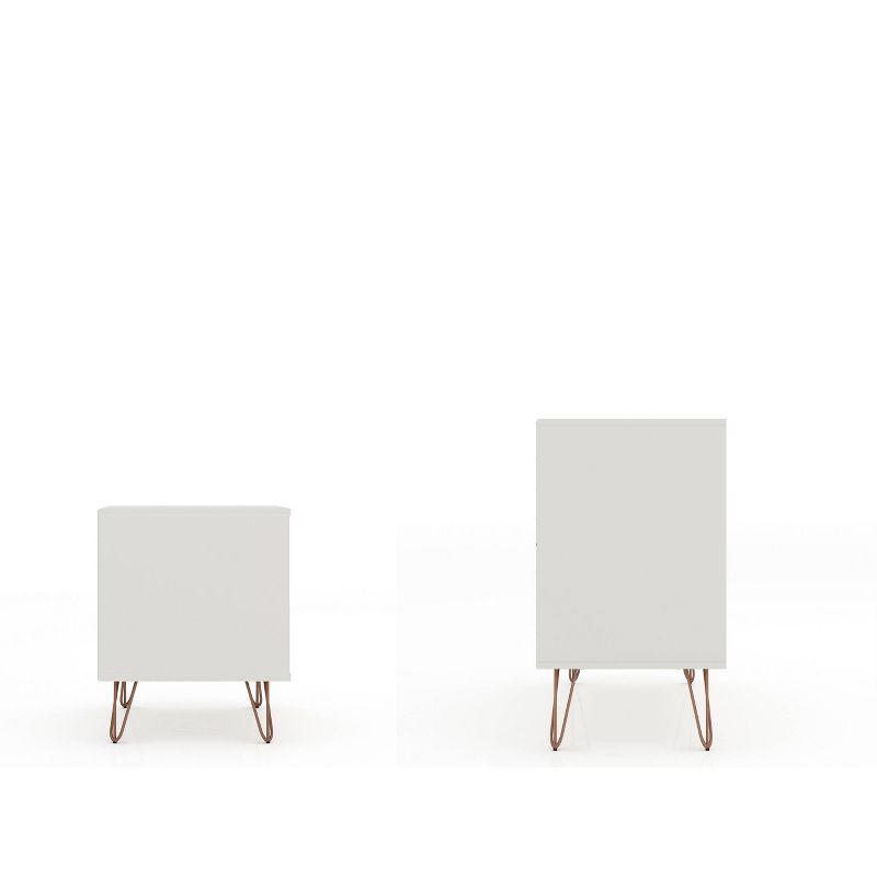 Rockefeller Dresser and Nightstand Set Off-White/Natural - Manhattan Comfort: 5-Drawer Storage, MDF Bedroom Furniture Set
