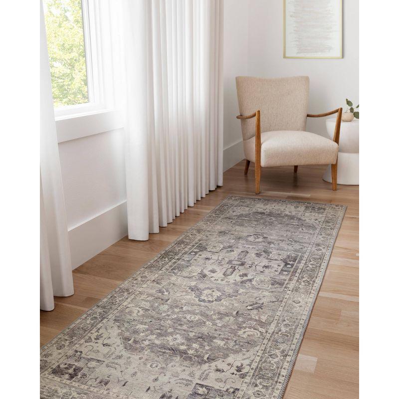 2'6"x7'6" Hathaway Runner Rug Steel Gray/Ivory - Loloi Rugs: Traditional Medallion, Indoor, Flat Pile, Polyester