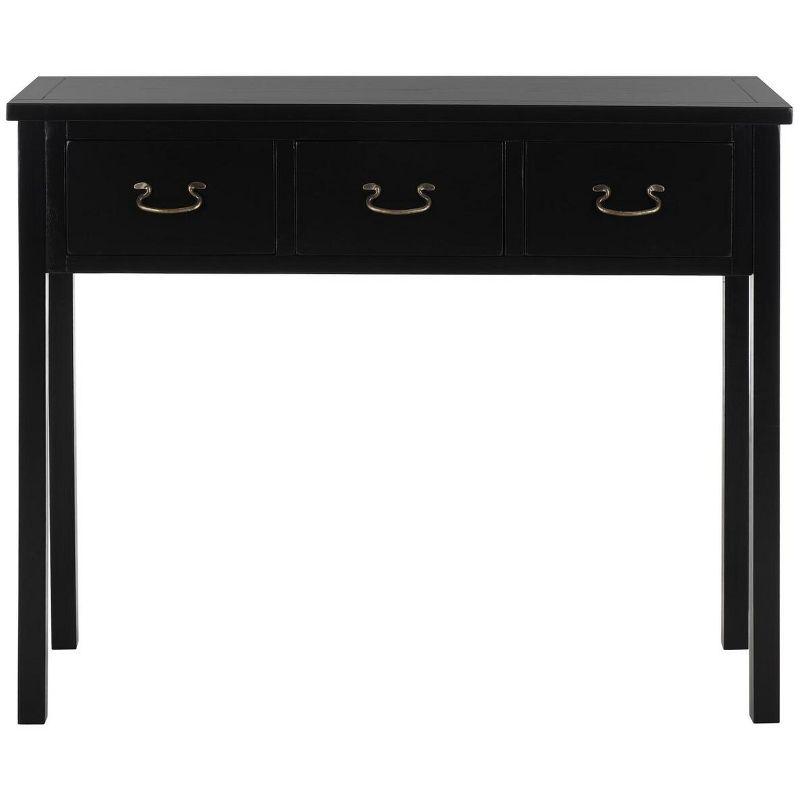 Cindy Transitional Black Pine 3-Drawer Console Table