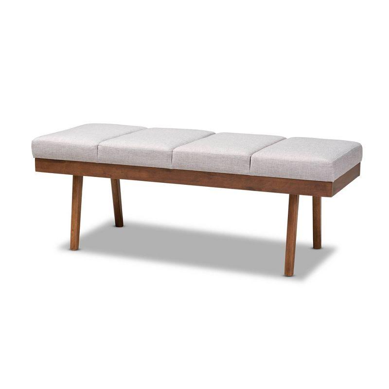 Larisa Beige and Walnut Brown Upholstered Wood Bench