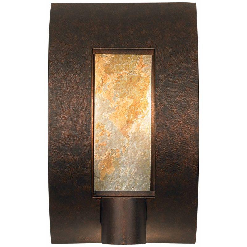 Franklin Iron Works Framed Slate 16" High Modern Outdoor Wall Light Fixture Mount Porch House Exterior 3-Light Weatherproof Bronze Finish Metal