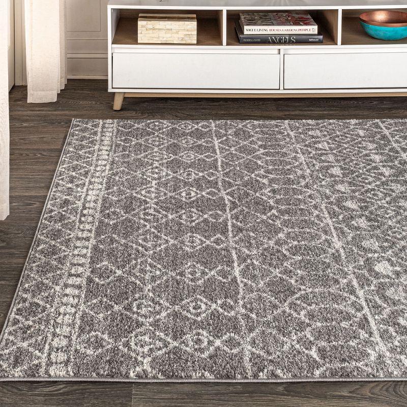 8'x10' Izil Moroccan Beni Souk Area Rug, Gray/Cream - JONATHAN Y