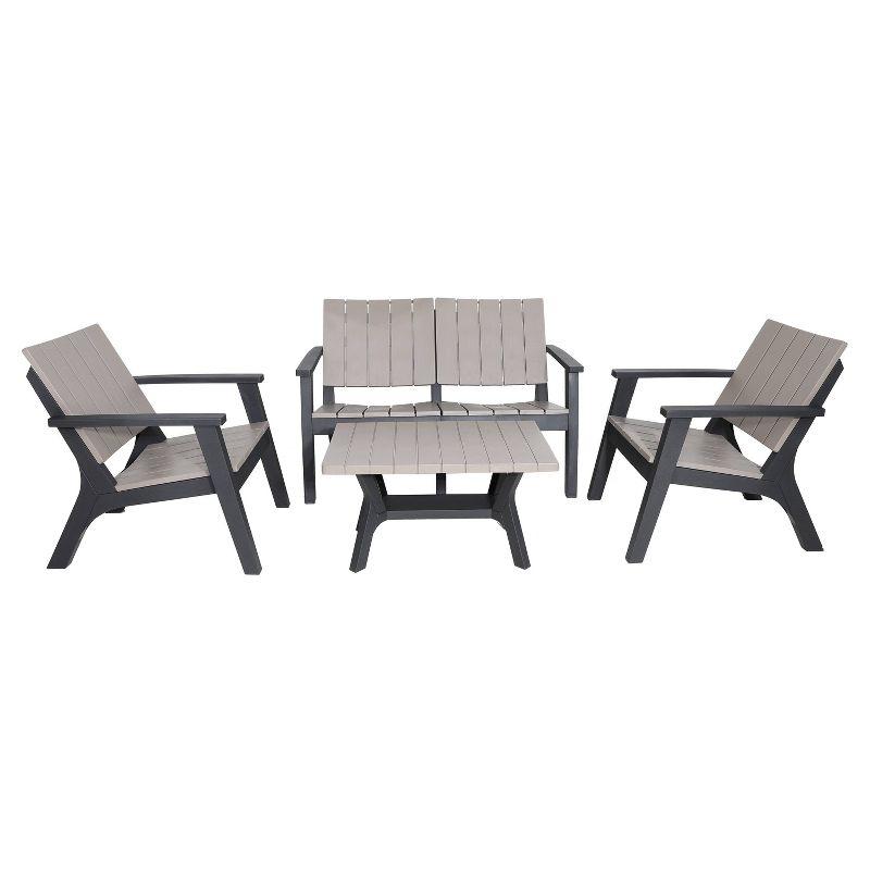 Enzo 4-Piece Black and Gray Polypropylene Patio Sofa Set