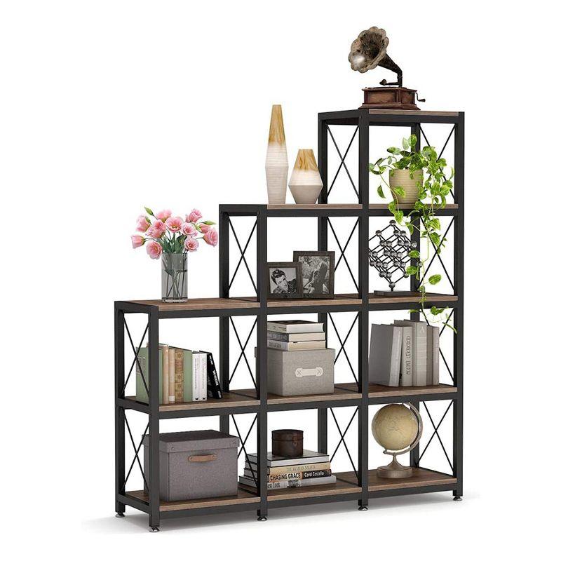 Hommoo Ladder Bookshelf, 12 Shelves Industrial Bookcase