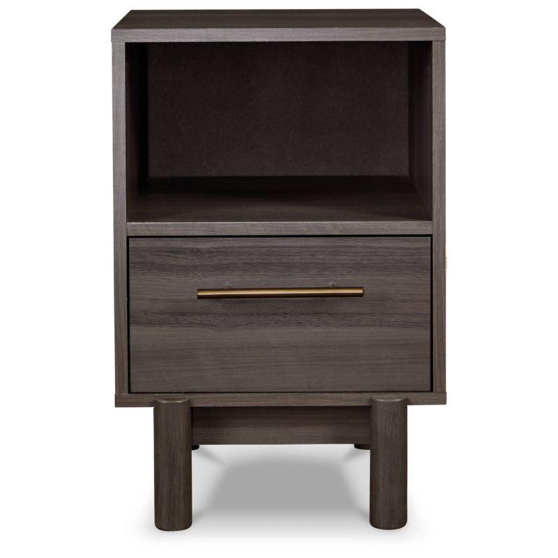 Gray Modern 1-Drawer Nightstand with Gold Handle