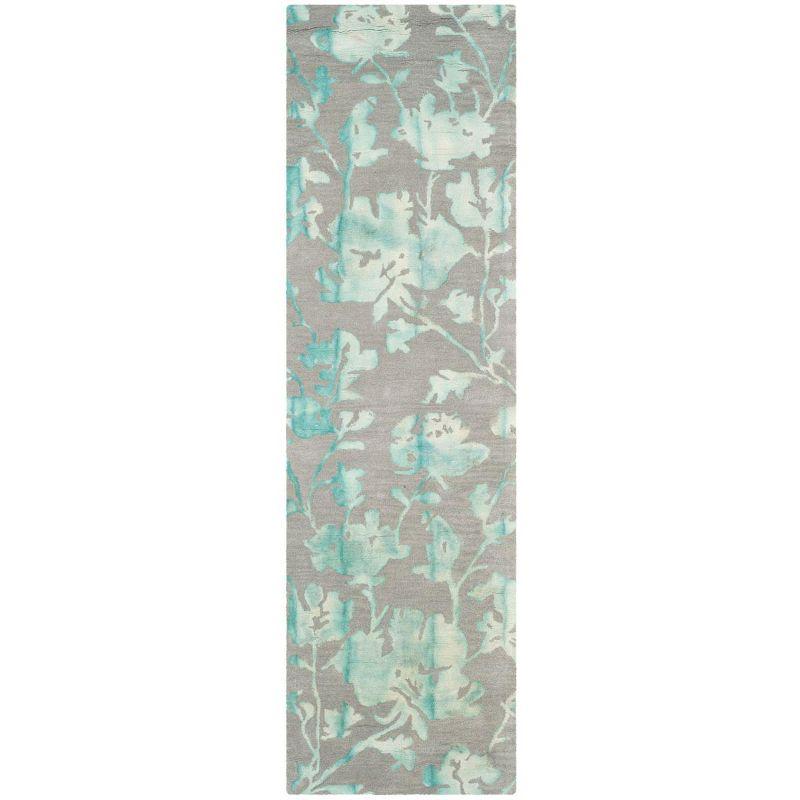 Dip Dye DDY716 Hand Tufted Runner Rug - Grey/Turquoise - 2'3"x12' - Safavieh.