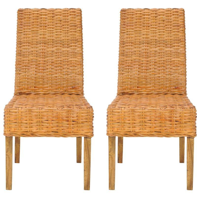 Parsons Transitional Honey Oak Cane Side Chair