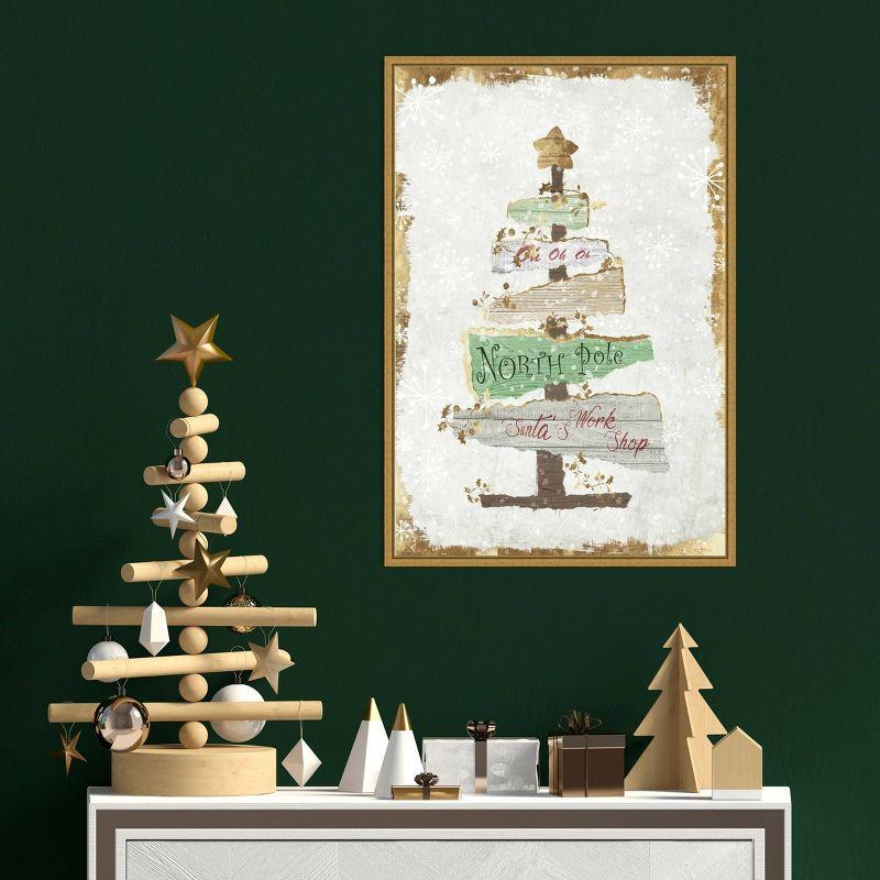16" x 23" Golden Christmas Tree by PI Studio Framed Canvas Wall Art - Amanti Art