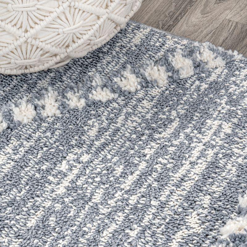 4' x 6' Sofie Moroccan Trellis High-Low Area Rug, Gray/Cream - JONATHAN Y