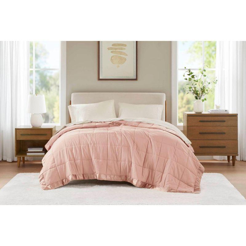 Lightweight Down Alternative Blanket with Satin Trim