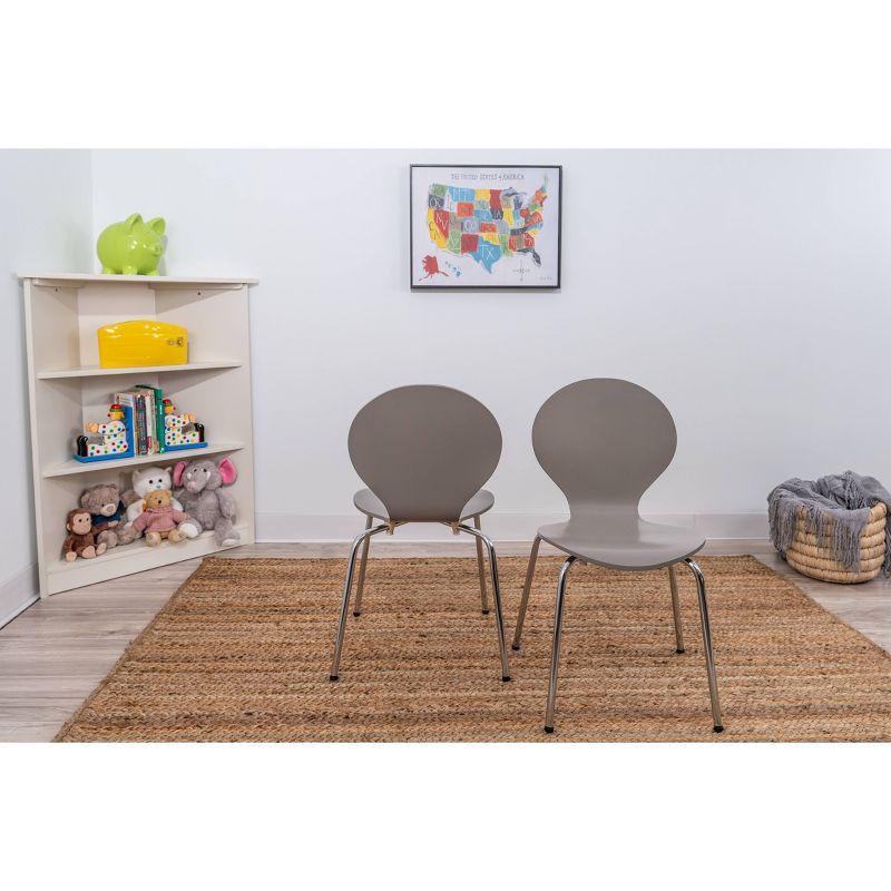 Modern Gray Bentwood Kids' Chair Set with Chrome Legs