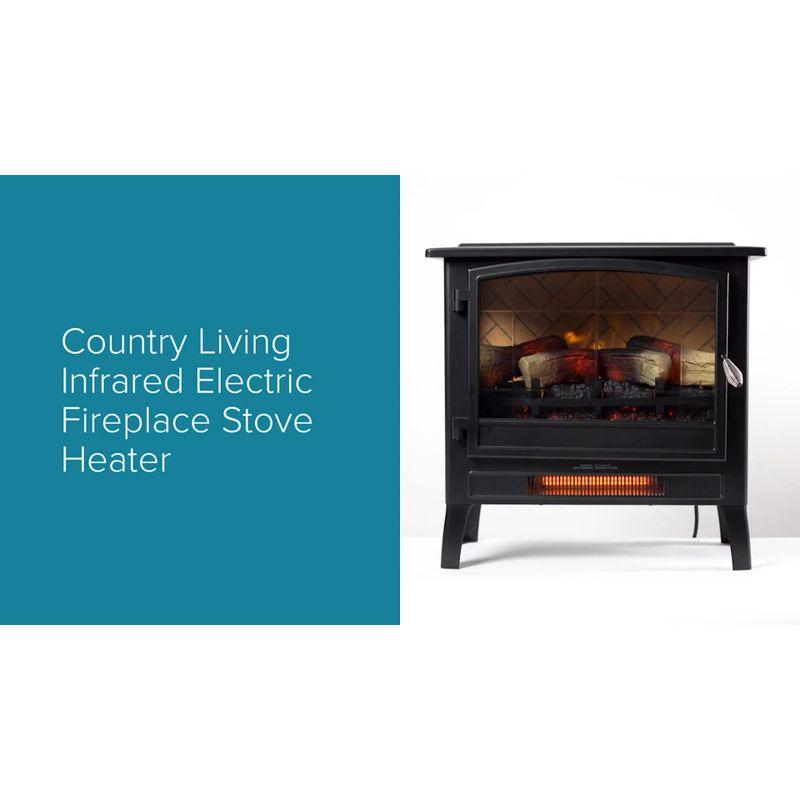 Country Living Infrared Freestanding Electric Fireplace Stove Heater | 1,000 SQ FT with Wooden Logs