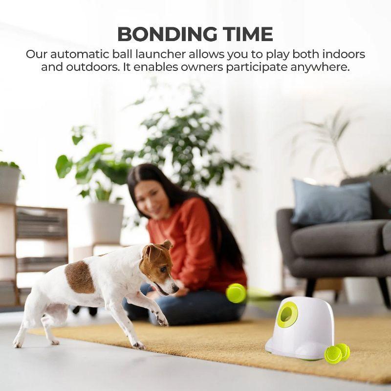 Automatic Dog Ball Launcher, Interactive Dog Ball Thrower with 10/20/30Ft Adjustable Distances, Dog Tennis Ball Thrower with 3 Tennis Balls