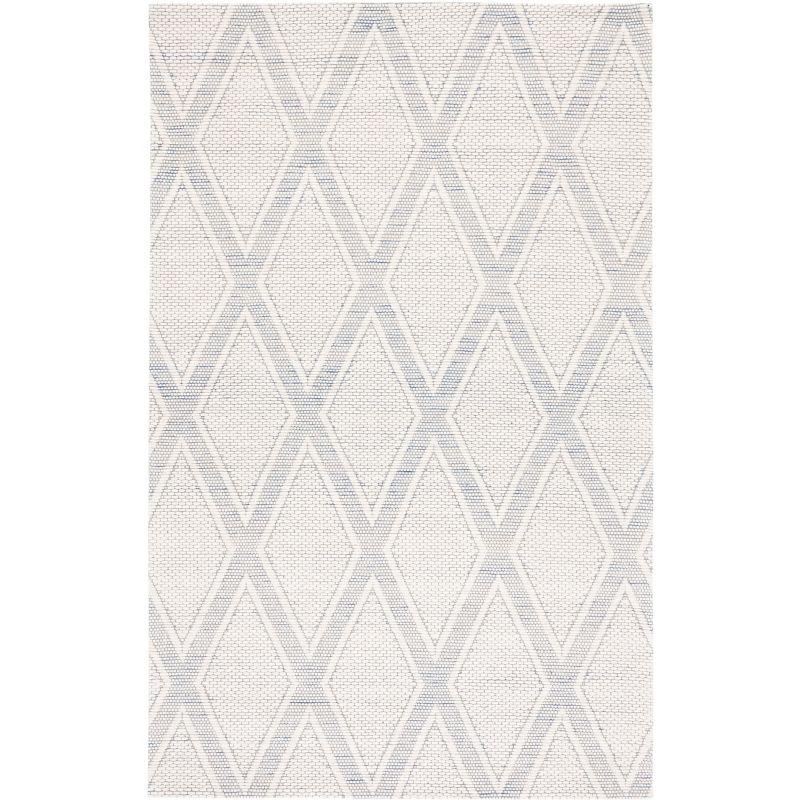 Navy and Ivory Trellis 8' x 10' Hand Woven Wool Blend Area Rug