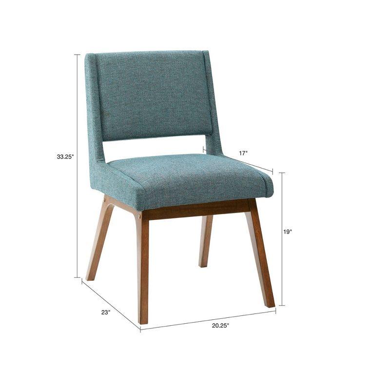 Retro Blue Upholstered Boomerang Side Chair Set