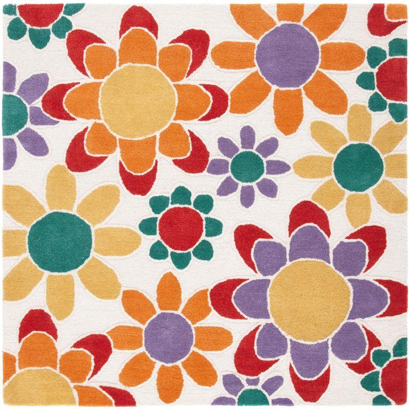 Safavieh Kids SFK923 Hand Tufted Area Rug - Ivory/Gold - 5'x5' - Safavieh.