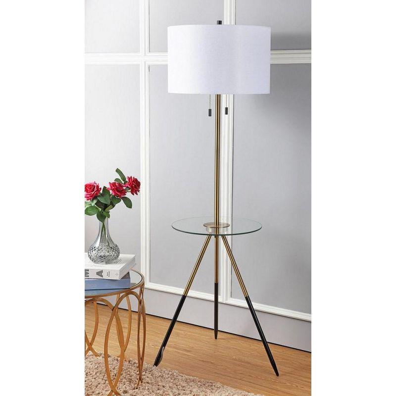 Contemporary Black and Gold Tripod Floor Lamp Side Table