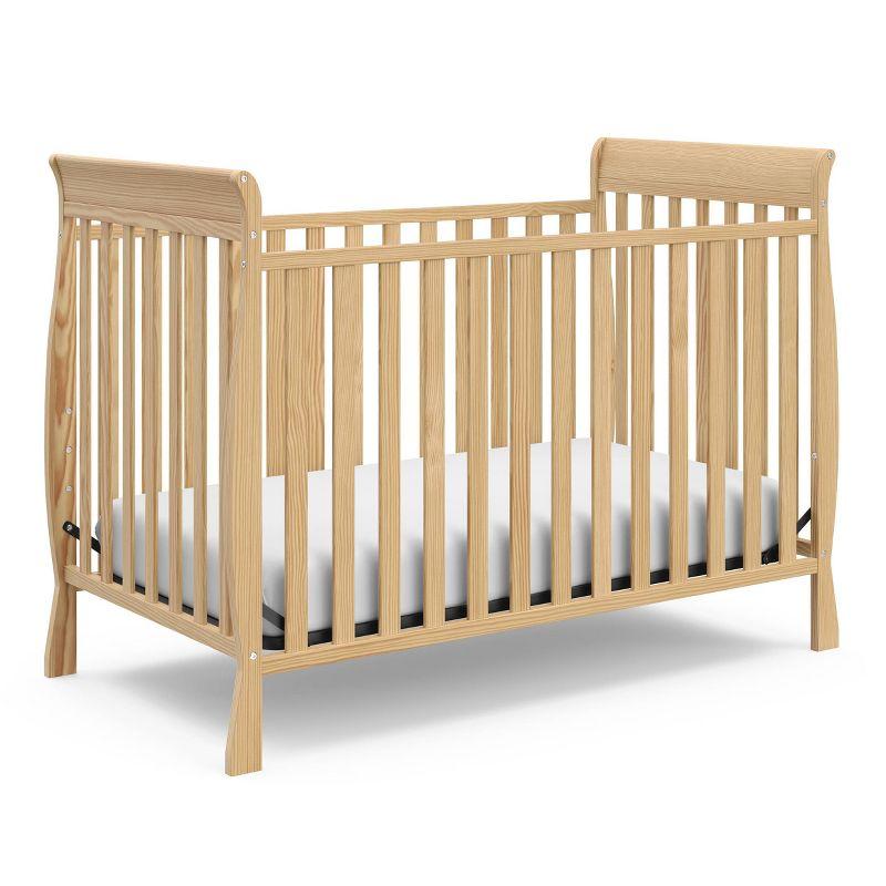 Natural Wood 3-in-1 Convertible Sleigh Crib