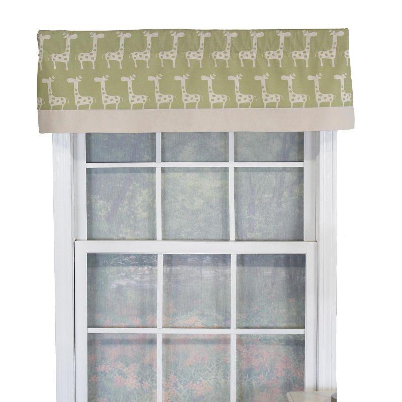 Giraffe Pattern Green and Beige Cotton Window Valance