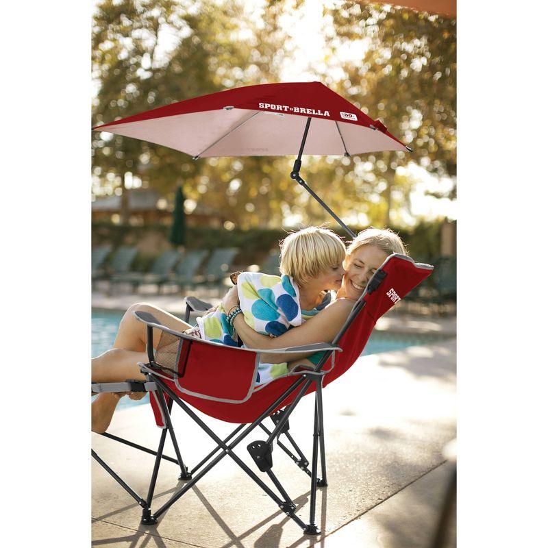 Midnight Blue Reclining Camping Chair with Umbrella