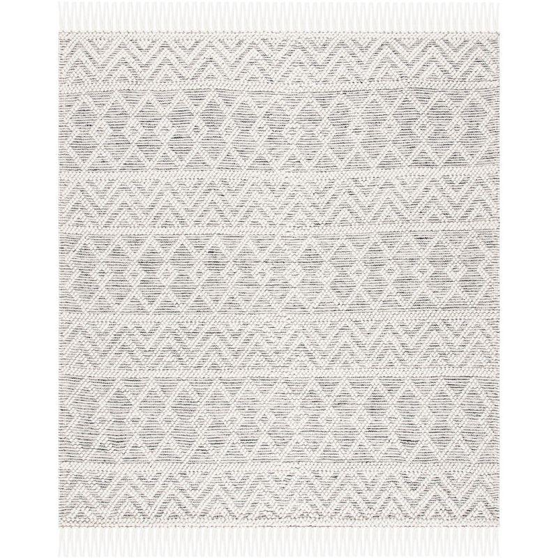 Hand-Tufted Black and Ivory Braided Wool 8' Square Rug