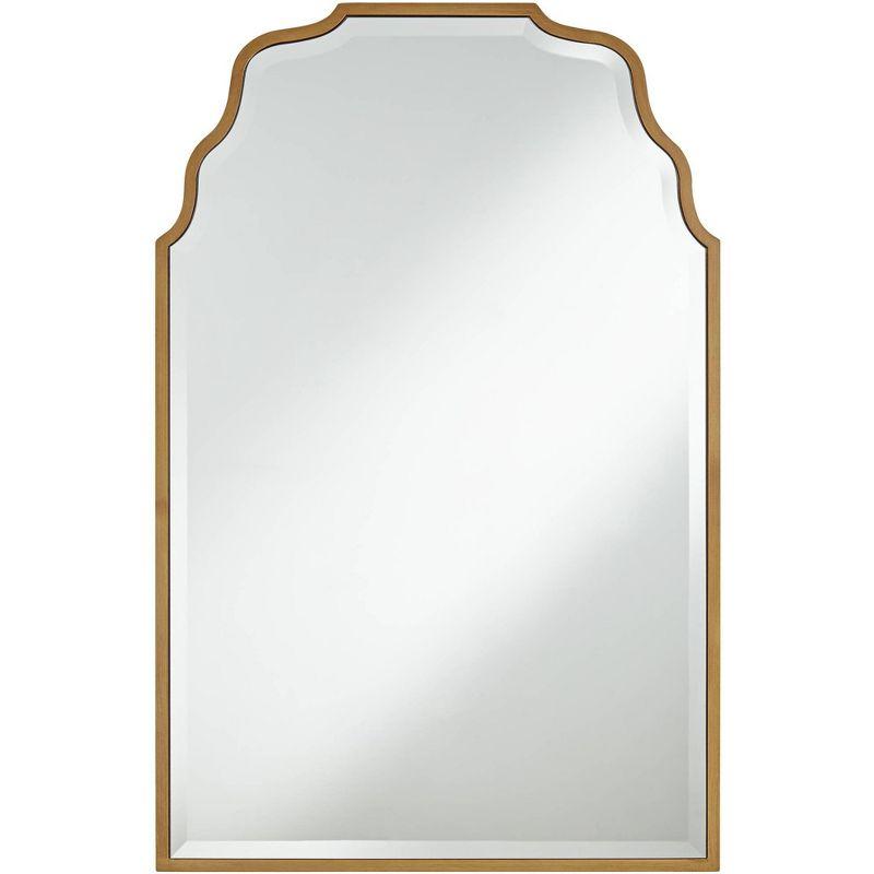 Elegant Waved Arch Gold & Wood Rectangular Wall Mirror 45"