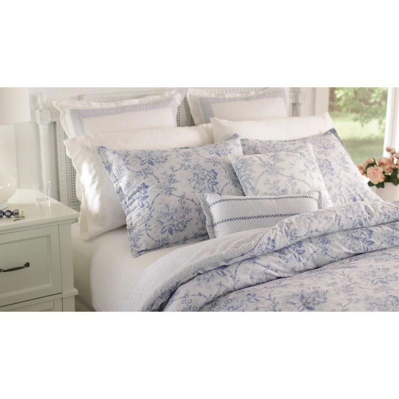 Luxurious Blue and White Embroidered Cotton Euro Sham