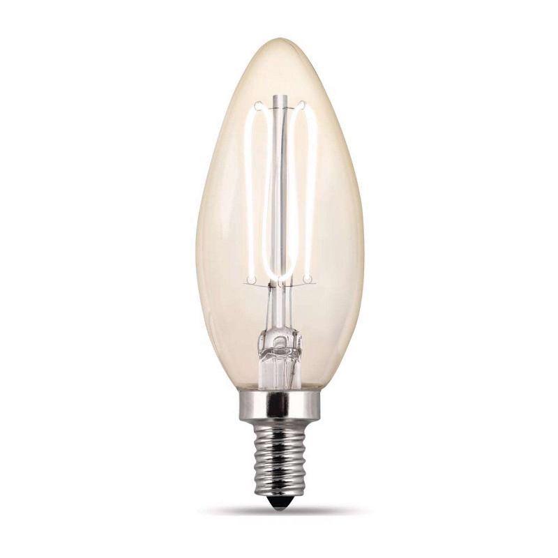 Feit LED Filament Mini Candelabra E12 (Candelabra) Filament LED Bulb Soft White 40 Watt Equivalence