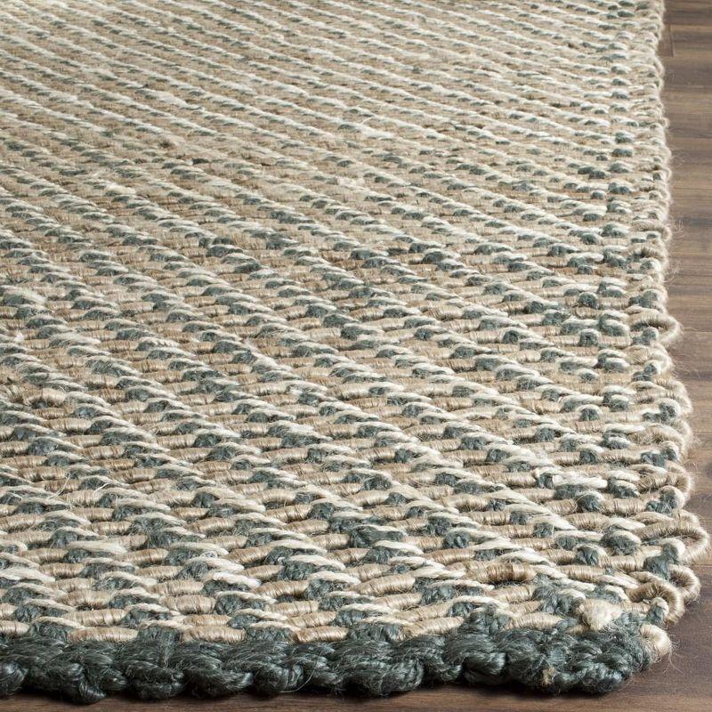 Hand-Knotted Coastal Charm Blue & Natural Jute 9' x 12' Area Rug