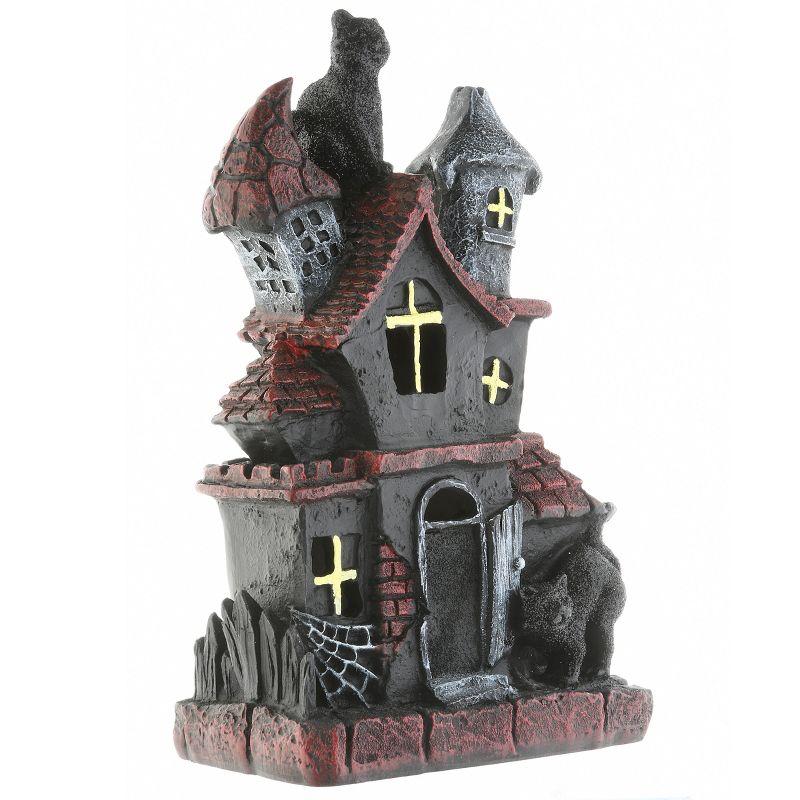 The Holiday Aisle® 7" Black Cats Halloween Haunted House with LED Light