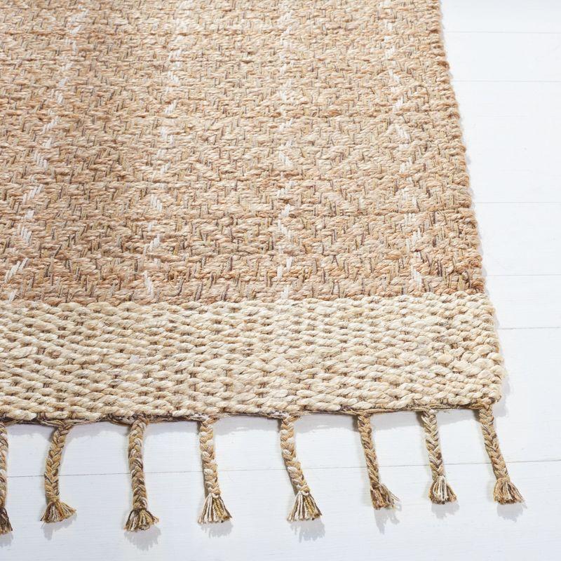 Cape Cod Handwoven Ivory and Green Square Cotton Area Rug - 6'