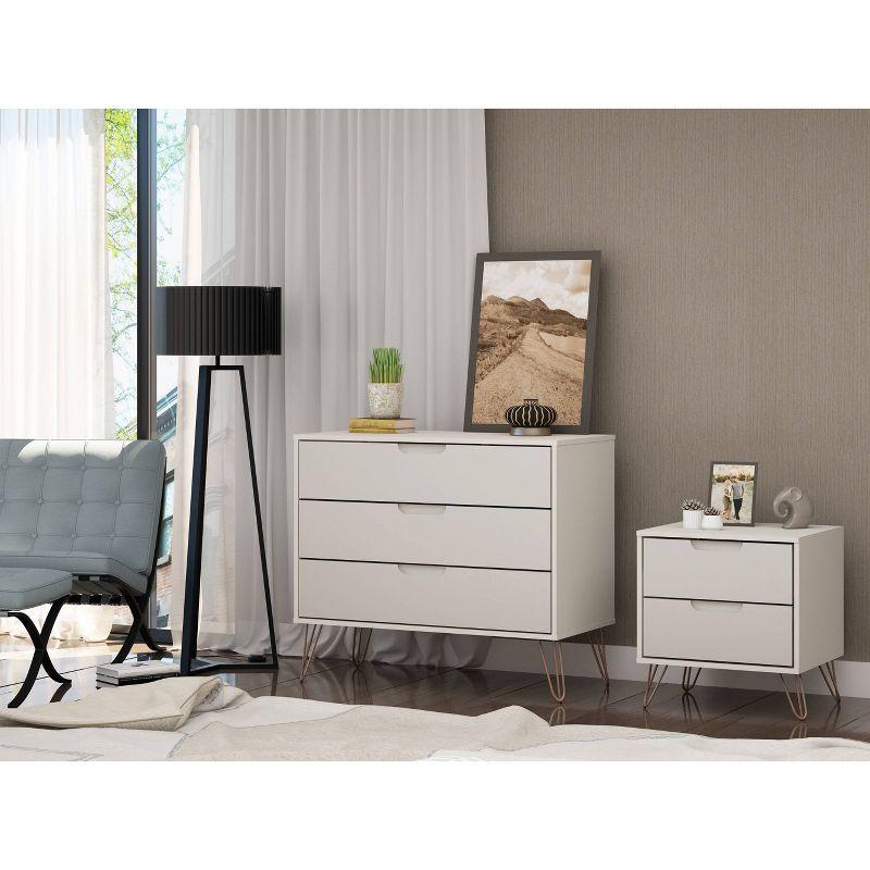 White Hairpin Leg Dresser and Nightstand Set