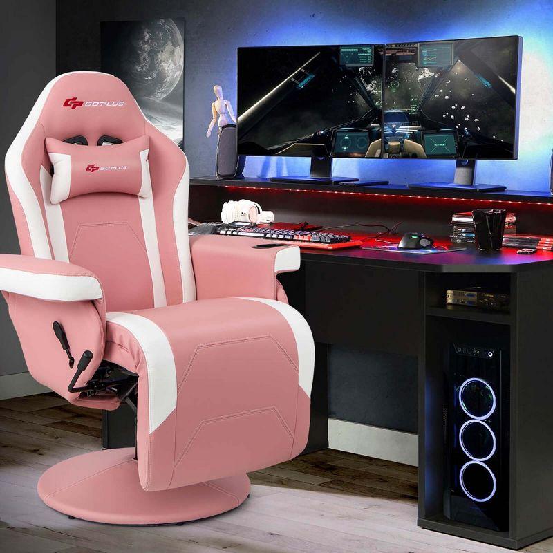 Costway Costway Goplus Reclining PC & Racing Game Chair with Footrest in Pink