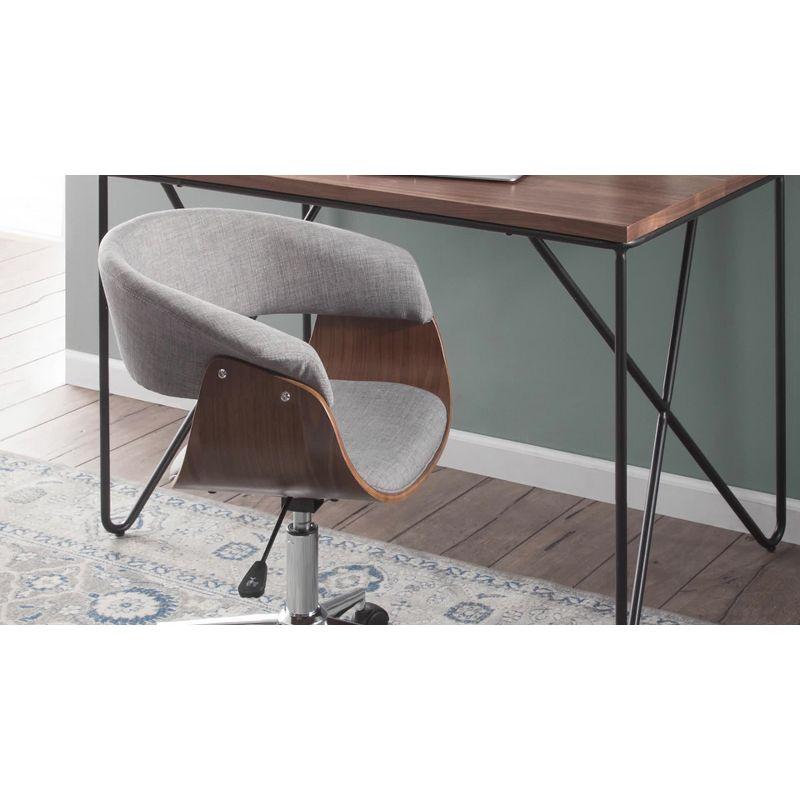 Set of 2 Adjustable Light Gray Walnut Swivel Barstools