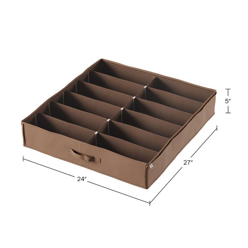 Hastings Home Under-Bed Shoe Storage Organizer With Clear Plastic Zippered Cover - Brown