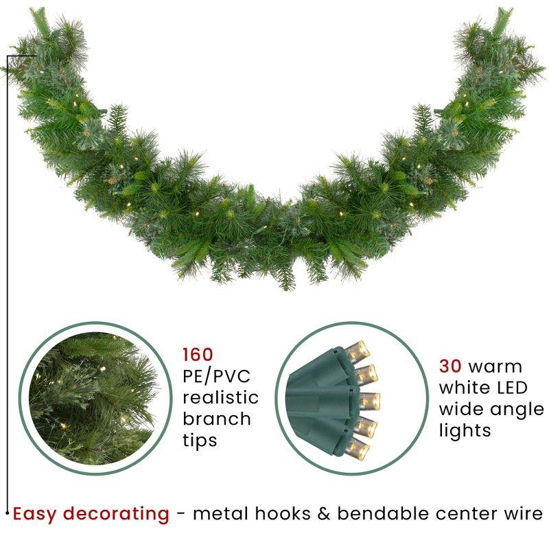 Northlight Seasonal 6' x 14" Pre-Lit Ashcroft Cashmere Pine Artificial Christmas Garland - Warm White LED Lights
