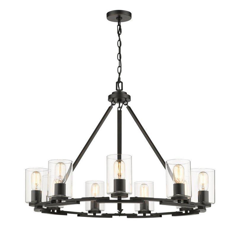 Quinn Transitional Black Steel Cage 9-Light Chandelier