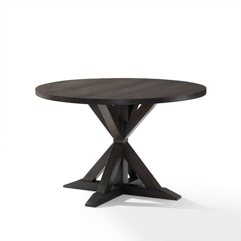 Dark Wood Round Rustic Farmhouse Dining Table