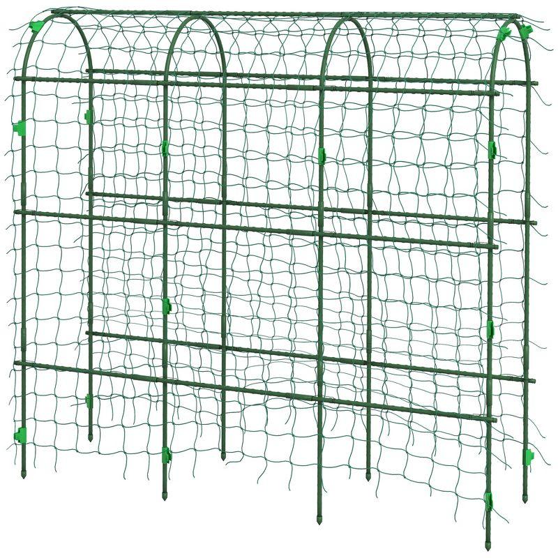 Outsunny 72" Tall Metal Garden Trellis, Arch Trellis for Climbing Plants, Green