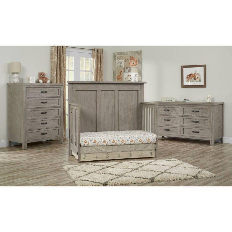 Oak Gray 4-in-1 Convertible Crib with Rustic Wainscoting