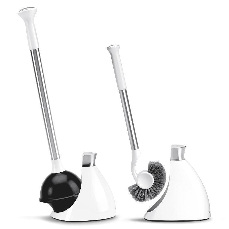 Simplehuman Plunger and Toilet Brush Bundle, White