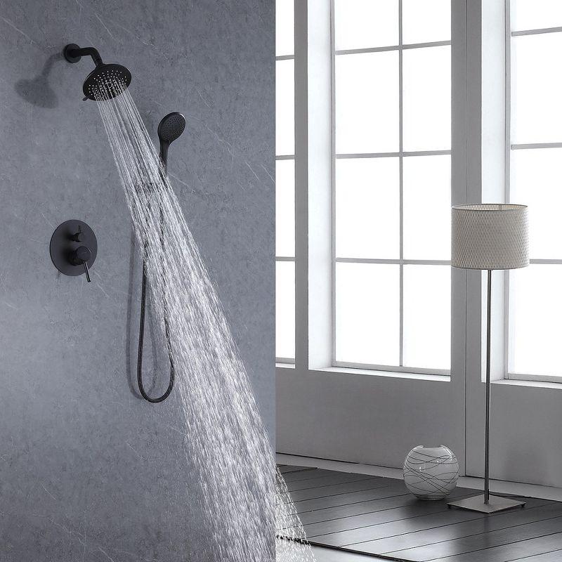 BWE Single-Handle 2-Spray Round High Pressure Shower Faucet in Matte Black (Valve Included)