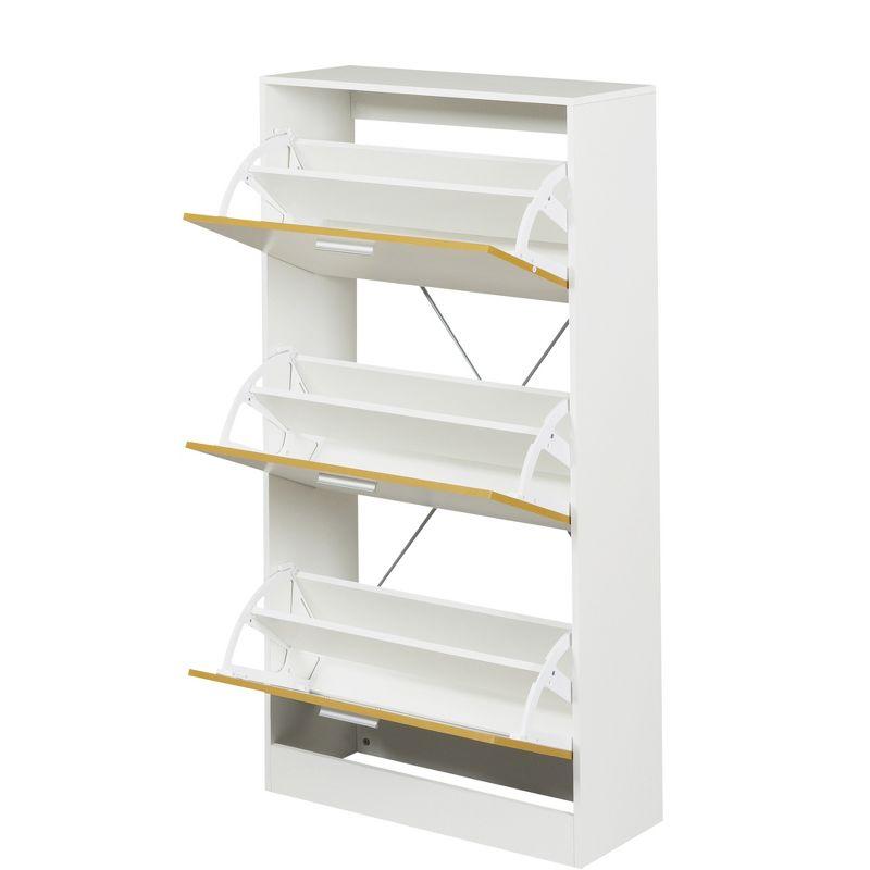 Shoe Cabinet with 3 Flip Drawers, Freestanding Shoe Storage Organizer, Hidden Narrow Shoe Rack for Entrance Hallway Living Room White