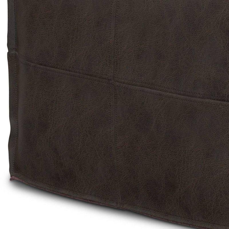 Erving Square Pouf Distressed Dark Brown - WyndenHall: Genuine Buffalo Leather, No Assembly Required, 250lb Capacity