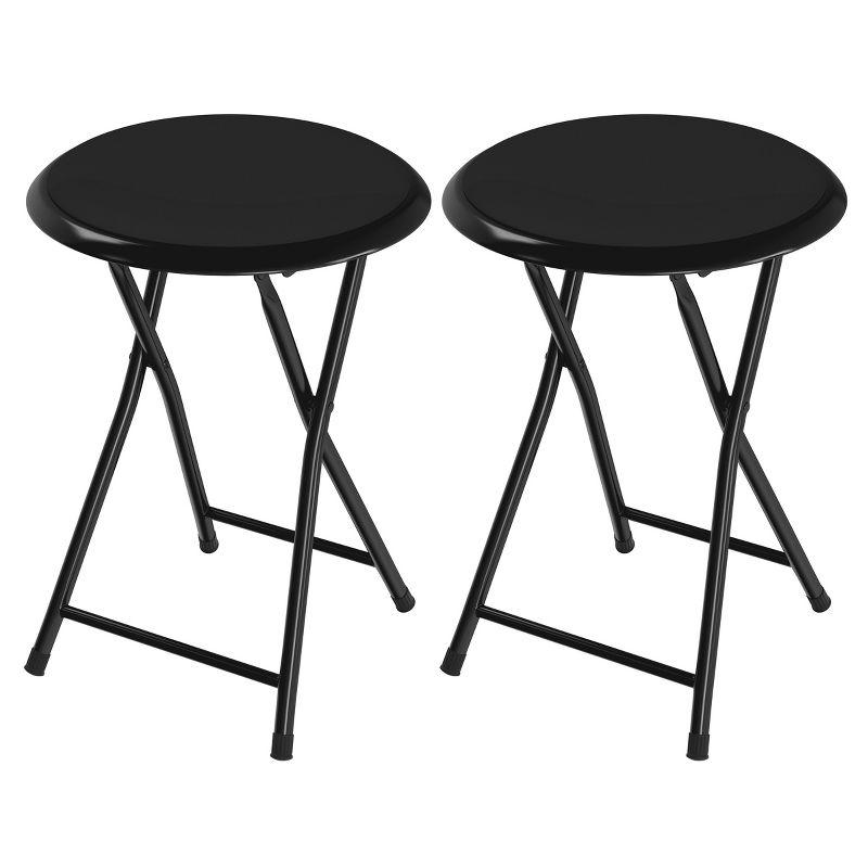 Trademark Home Set of 2 Heavy-Duty 18-Inch Folding Stools with Padded Seats, Black