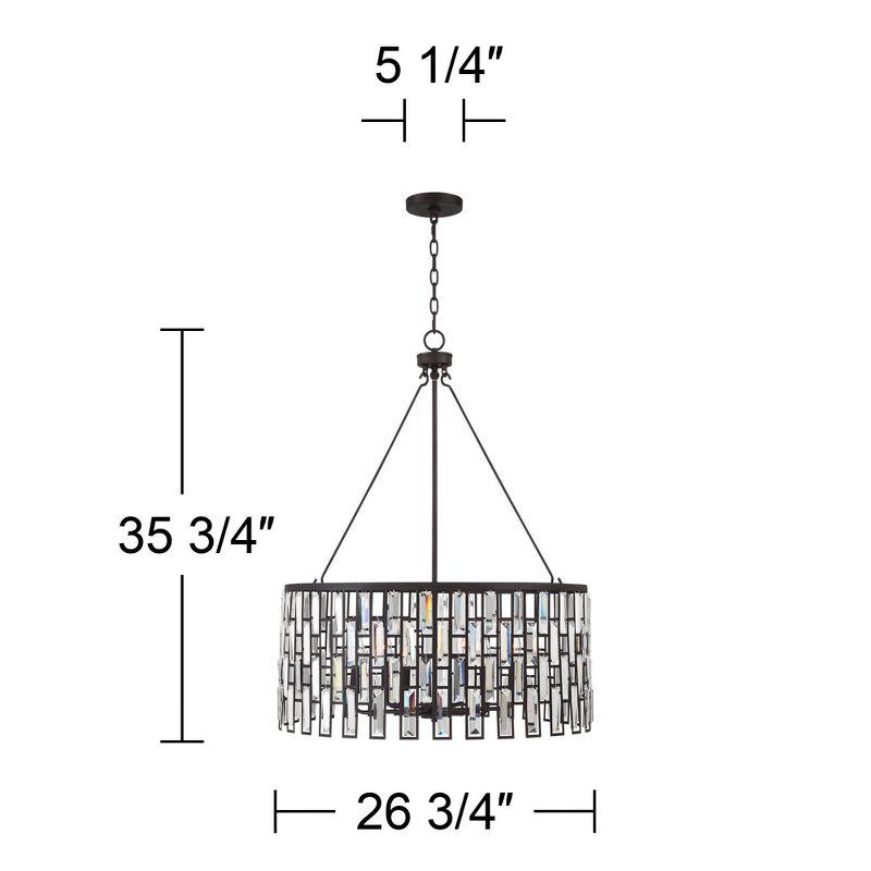 Regency Hill Aurelia Bronze Drum Pendant Chandelier 26 3/4" Wide Modern Clear Glass Shade 6-Light Fixture for Dining Room House Foyer Kitchen Island
