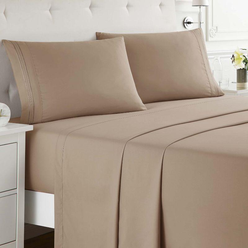 Nestl 4 Piece Queen Bed Sheet Set, Deep Pocket Extra Soft Microfiber Queen Sheets - Taupe Sand